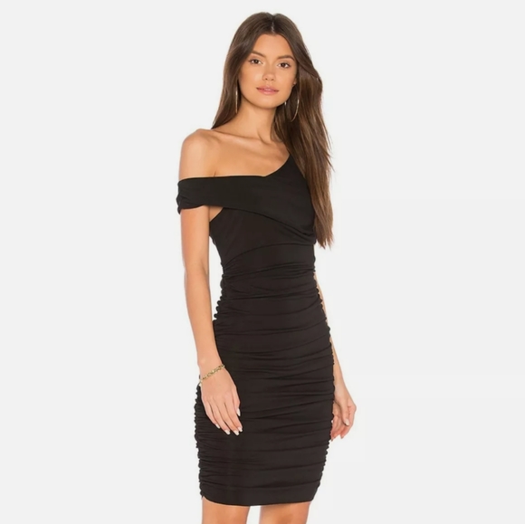 Kendall + Kylie Off the Shoulder Twist Dress Black Cocktail Size M *NWT* - Picture 1 of 5
